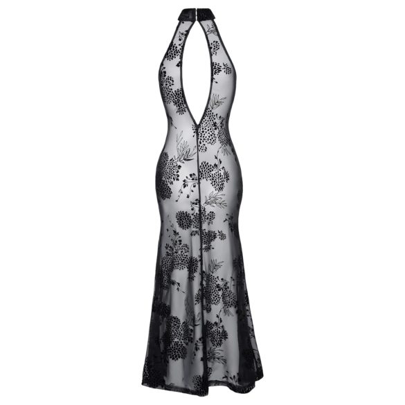 Noir - vestido largo transparente floral - negro - XL