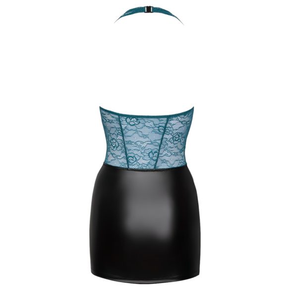 Cottelli - vestido corto brillante con encaje y cordones - negro verde - XL