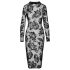 Noir - vestido negro de manga larga con diseño floral - L