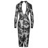 Noir - vestido negro de manga larga con diseño floral - L