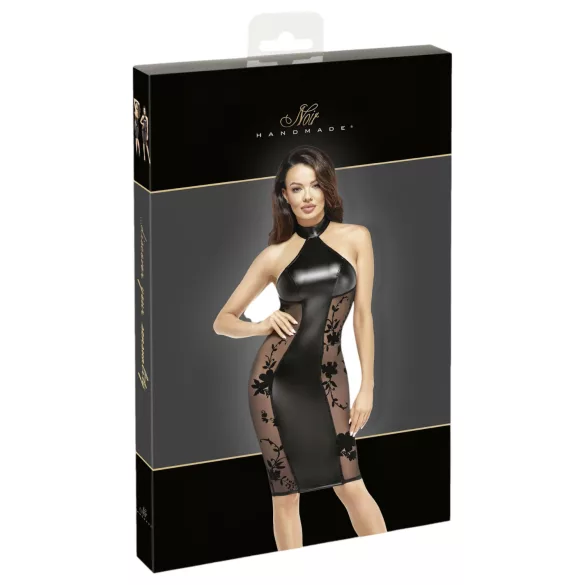 Noir - vestido brillante de cuello halter (negro) - L