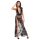Noir - Vestido largo floral totalmente transparente (negro) - XL