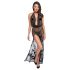 Noir - Vestido largo floral totalmente transparente (negro) - XL