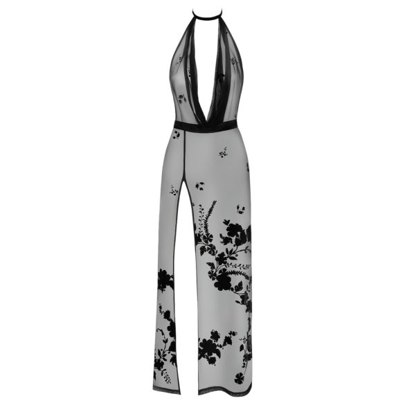 Noir - Maxivestido transparente floral (negro) - XL