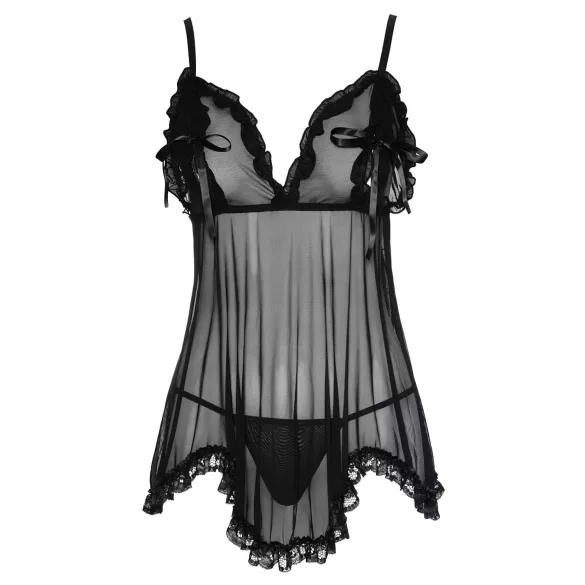 Cottelli - Babydoll transparente con volantes - negro