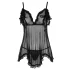 Cottelli - Babydoll transparente con volantes - negro - M