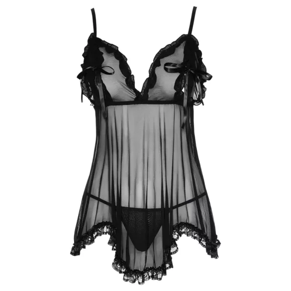 Cottelli - Babydoll transparente con volantes - negro - L