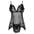 Cottelli - Babydoll transparente con volantes - negro - XL