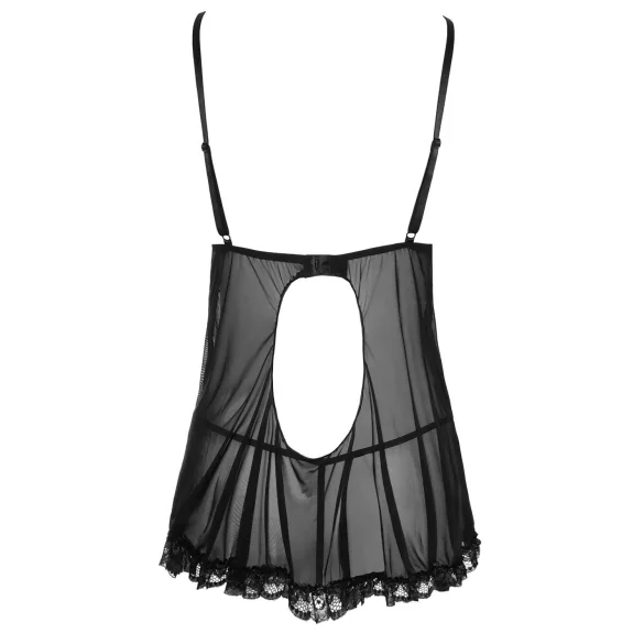 Cottelli - Babydoll transparente con volantes - negro - XXL