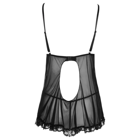 Cottelli - Babydoll transparente con volantes - negro - XXL