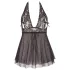 Cottelli Plus Size - babydoll de encaje - talla grande - negro - 3XL