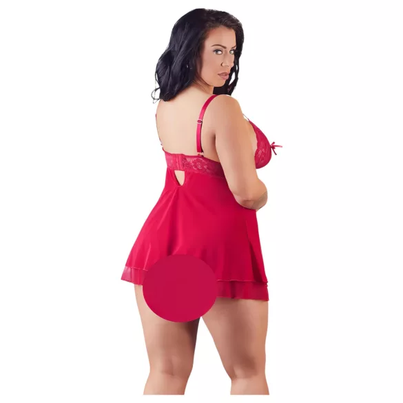 Cottelli Plus Size - babydoll encaje translúcido - rojo