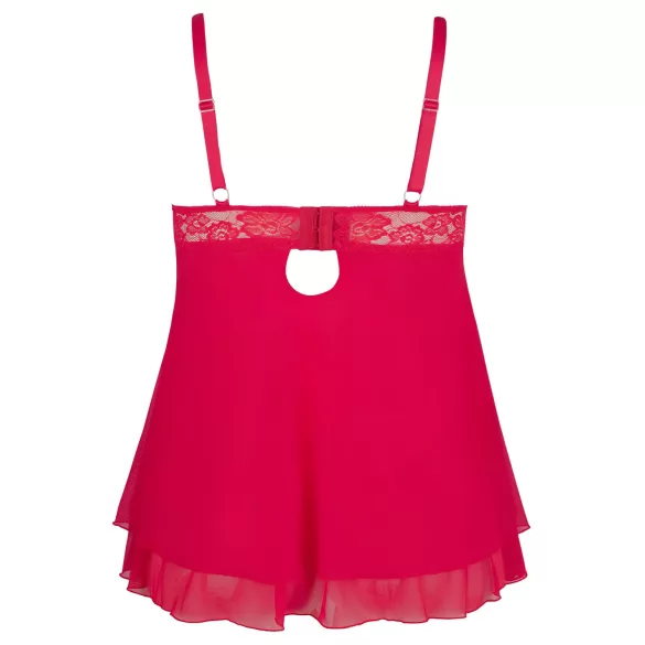 Cottelli Plus Size - babydoll encaje translúcido - rojo
