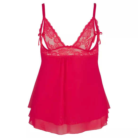 Cottelli Plus Size - babydoll encaje translúcido - rojo - XL