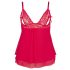 Cottelli Plus Size - babydoll de encaje rojo sexy - 2XL