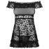 Obsessive Flores - conjunto babydoll con volantes y tanga (negro) - L/XL