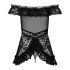 Obsessive - Babydoll con volantes y tanga - encaje negro - L/XL