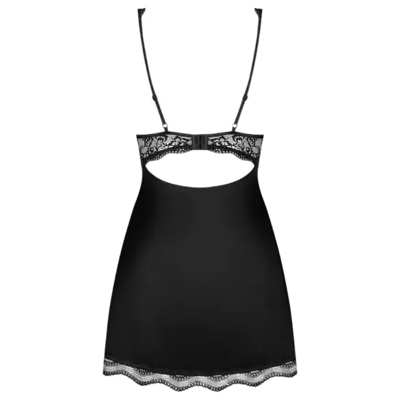 Obsessive Luvae - camisón lencería floral con strass y tanga - negro - L/XL