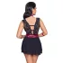 Cottelli Bondage - Babydoll de encaje con cuello (negro) - M