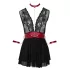 Cottelli Bondage - Babydoll de encaje con cuello (negro) - M
