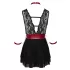 Cottelli Bondage - Babydoll de encaje con cuello (negro) - M