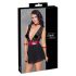 Cottelli Bondage - Babydoll de encaje con cuello (negro) - XL