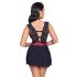 Cottelli Bondage - Babydoll de encaje con cuello (negro) - XL