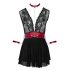 Cottelli Bondage - Babydoll de encaje con cuello (negro) - XL