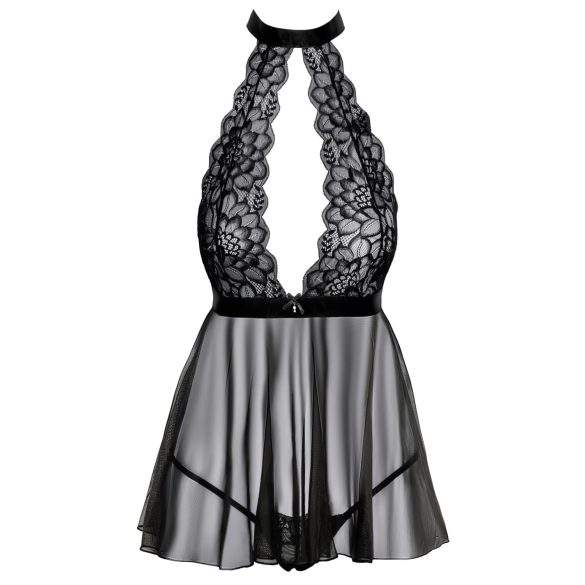Kissable - Babydoll de encaje con cuello halter - negro