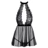 Kissable - Babydoll de encaje con cuello halter - negro