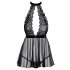 Kissable - Babydoll de encaje con cuello halter - negro - L/XL
