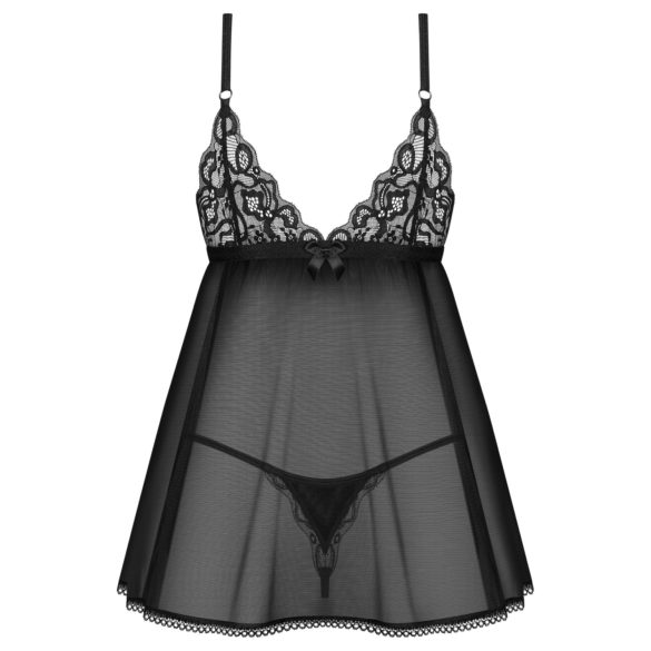 Obsessive - babydoll de encaje - conjunto - negro