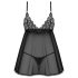 Obsessive - babydoll de encaje - conjunto - negro