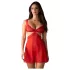 Obsessive Cupide Desir - camisón transparente de encaje rojo con tanga