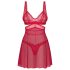 Conjunto Cupide Desir de Obsessive - Camisón transparente de encaje (rojo)