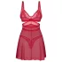 Obsessive Cupide Desir - camisón transparente de encaje rojo con tanga