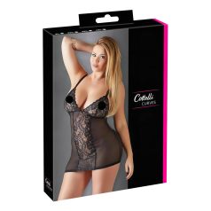 Cottelli Plus Size - camisón transparente de encaje - negro