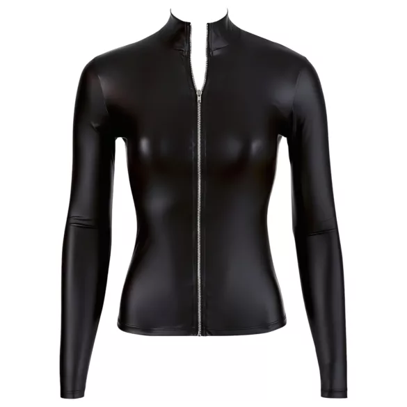 Cottelli - top de manga larga brillante para mujer - negro - L