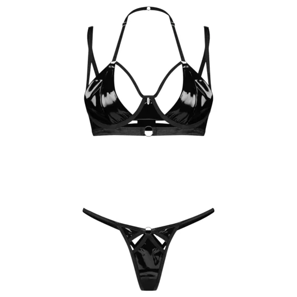 Obsessive Keira Lise - conjunto de sujetador brillante - negro - L/XL