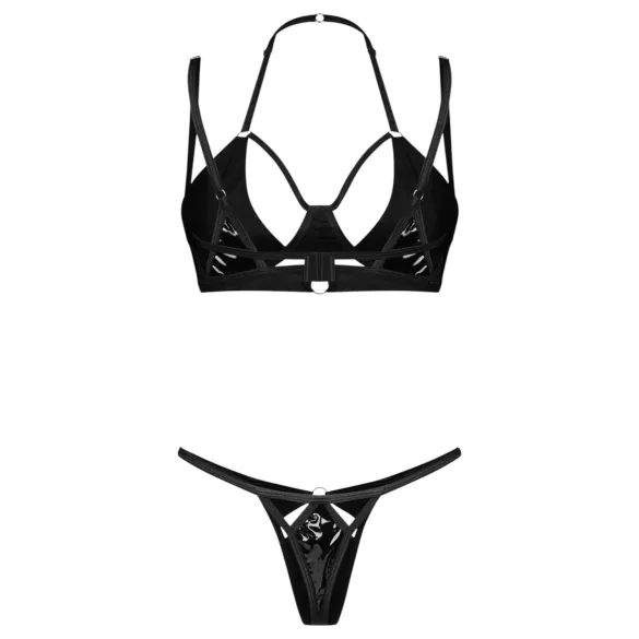 Obsessive Keira Lise - conjunto de sujetador brillante - negro - L/XL
