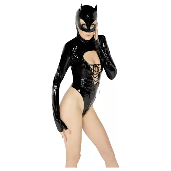 Black Velvets - body manga larga mujer - encaje negro