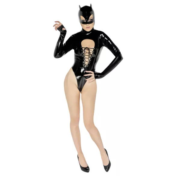 Black Velvets - body manga larga mujer - encaje negro - L