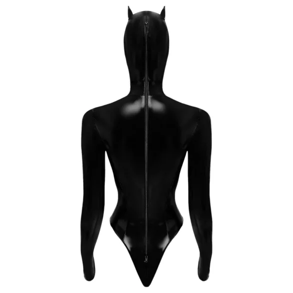 Black Velvets - body manga larga mujer - encaje negro - L