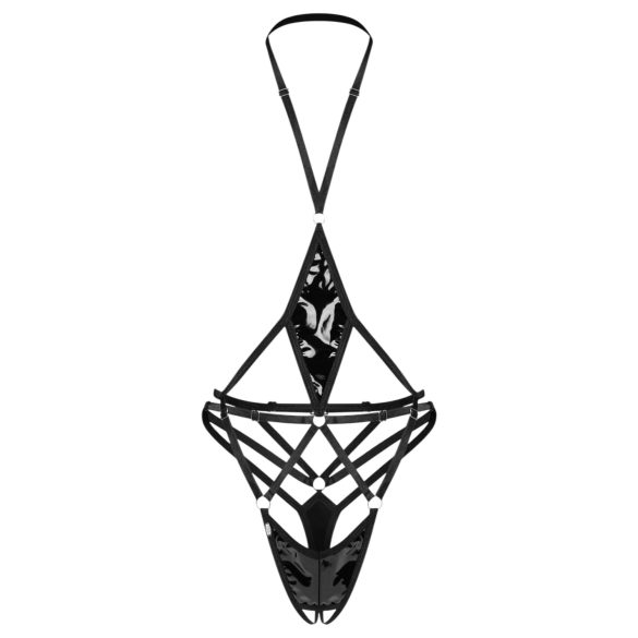 Obsessive Keira Lise - body abierto con tiras - encaje negro - L/XL