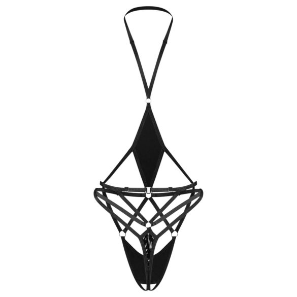 Obsessive Keira Lise - body abierto con tiras - encaje negro - L/XL