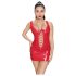 Mini vestido de charol rojo con cordones