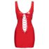 Mini vestido de charol rojo con cordones