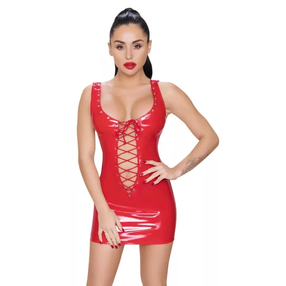 Black Level - vestido mini de vinilo con cordones - rojo - 2XL