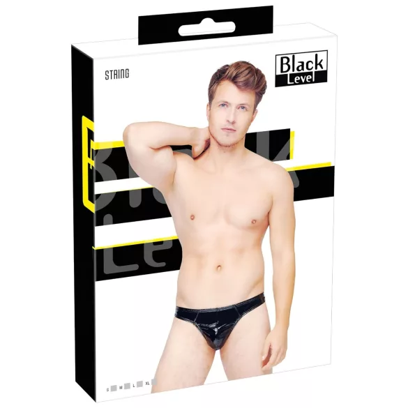Black Level - tanga hombre clásico vinilo negro - M