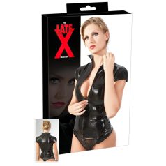 LATEX - top mujer manga corta con cremallera - látex negro
